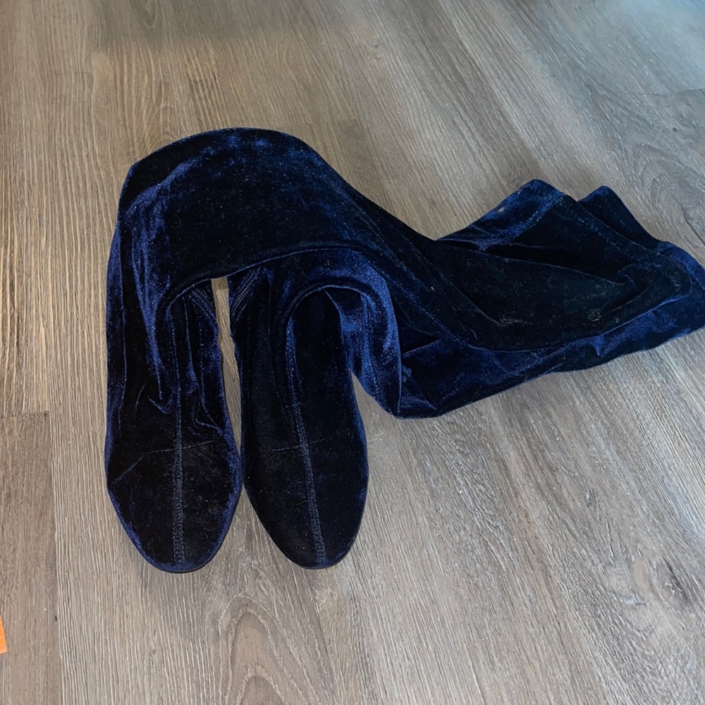 Suede Blue Over the knee Boots